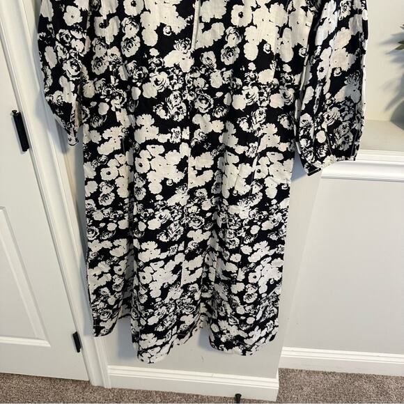NWT Everlane Black White Linen Floral Long Sleeve Maxi Dress 6 - Picture 5 of 14